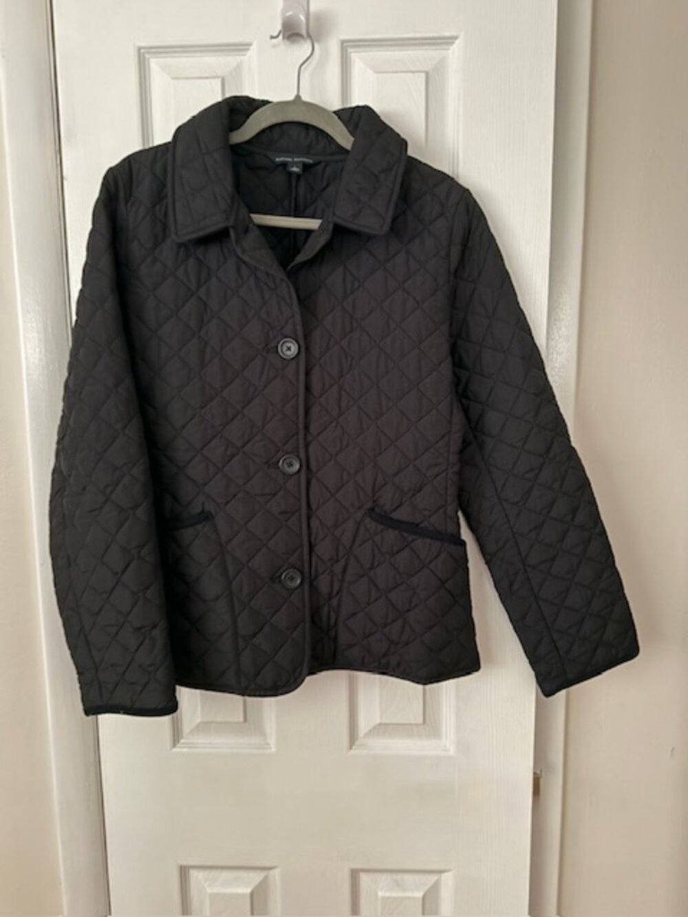 BANANA REPUBLIC quilted black car coat utility jacket, L